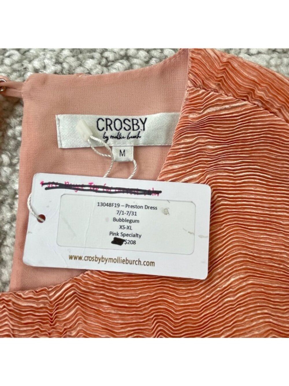 Crosby By Mollie Burch Preston Dress Bubblegum Pink Womens Medium - Picture 5 of 8